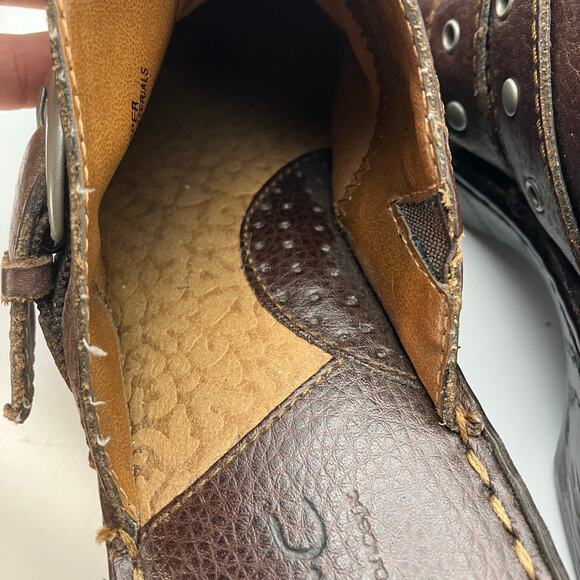 b.ø.c Brown Leather Clogs Slides Studded Buckle Comfort Shoes Women’s 8 BC6650 - Picture 6 of 13